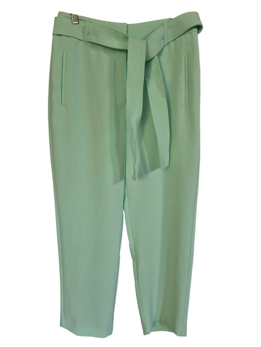 Wilfred Pastel Green Flat Front Belted Crepe Pant Size 12